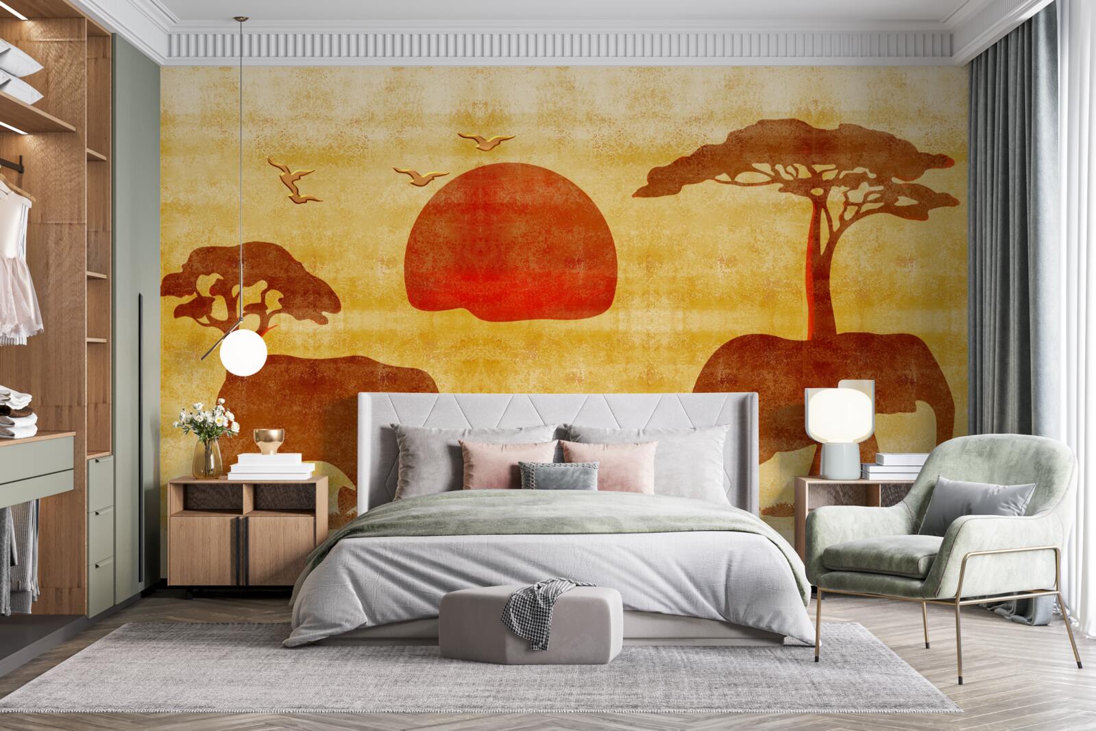 Fototapet familia elefanților africani