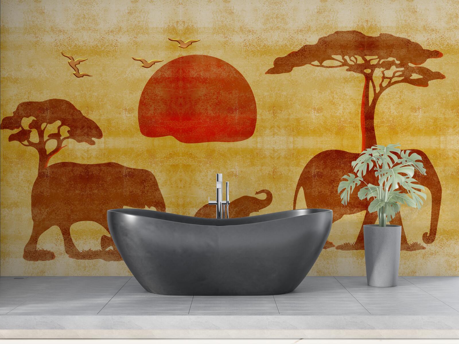 Fototapet familia elefanților africani