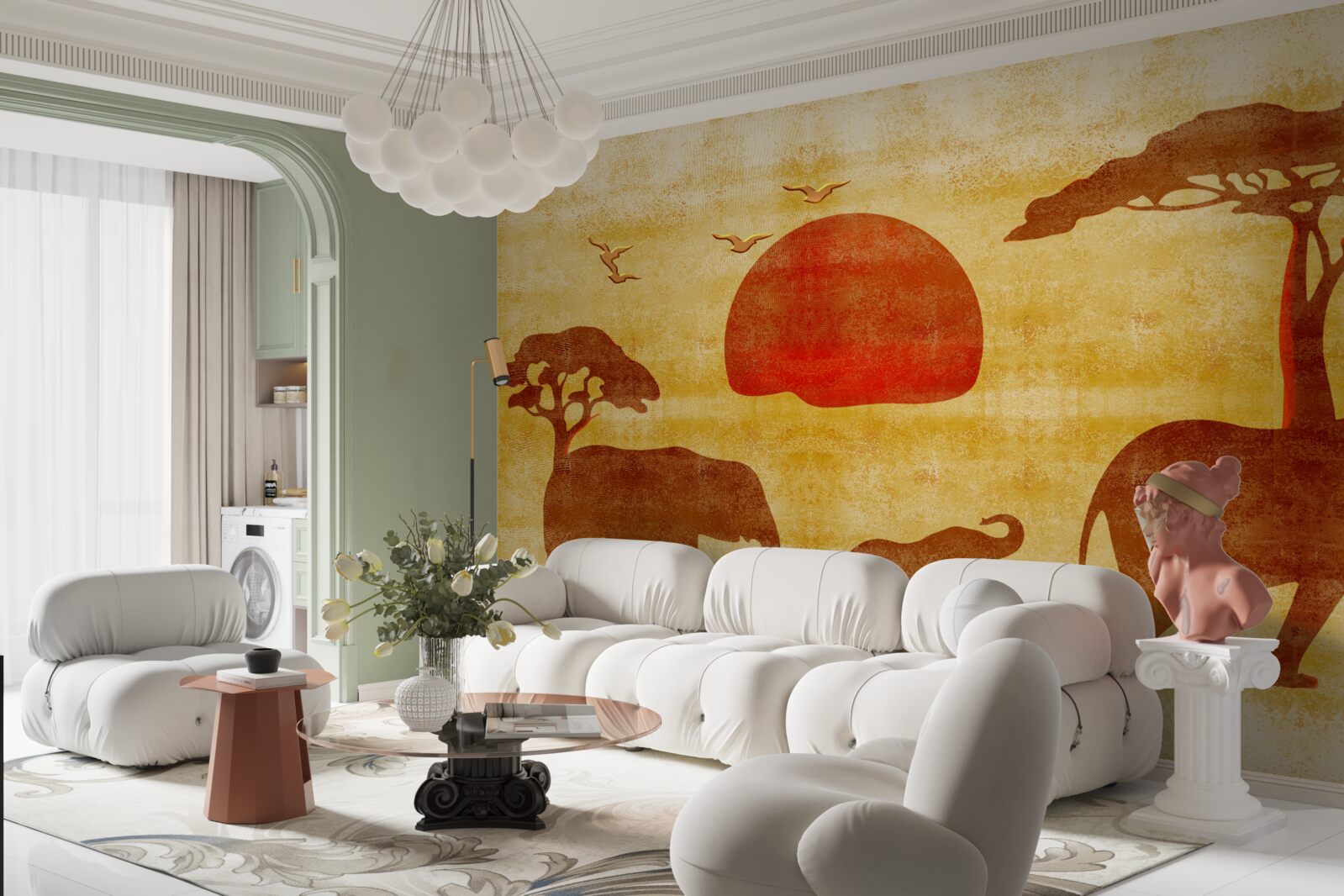 Fototapet familia elefanților africani