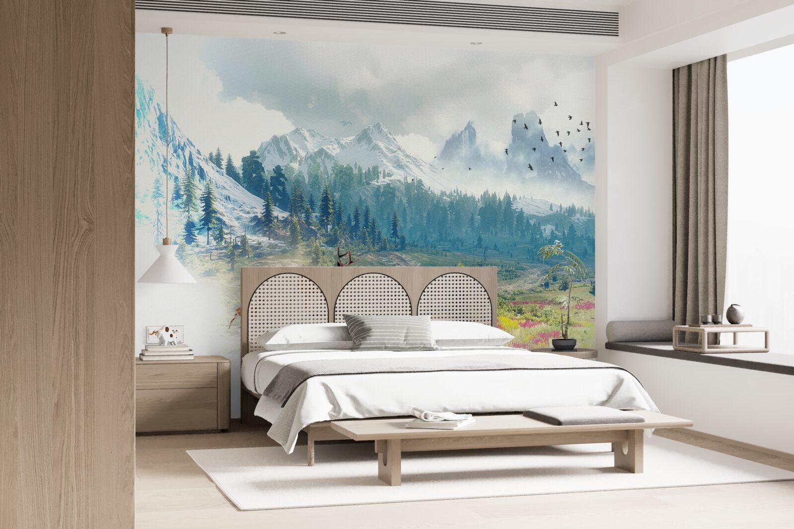 Fototapet căprioarele cutreieră munții