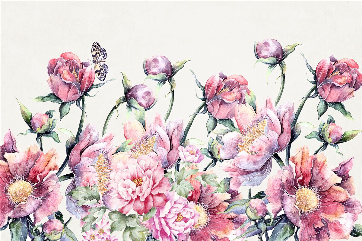 Fototapet flori în diferite nuanțe de roz