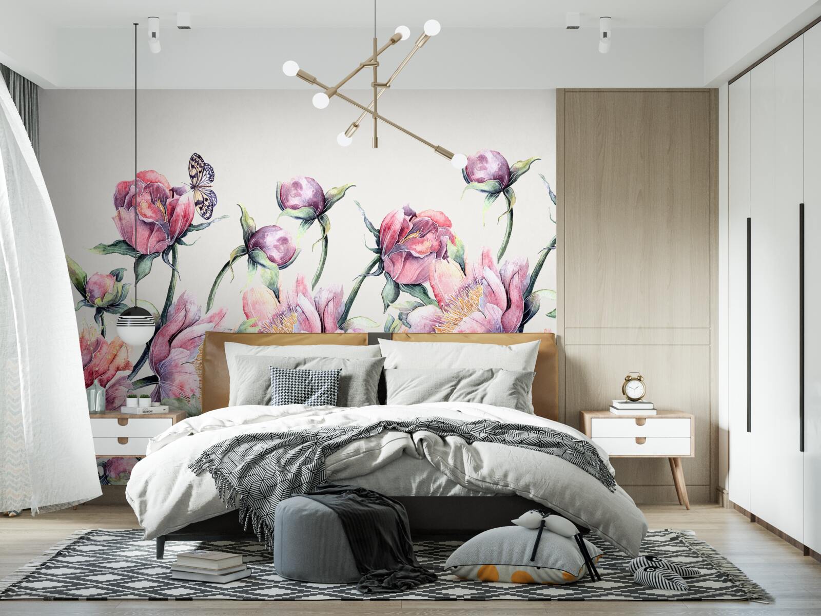 Fototapet flori în diferite nuanțe de roz