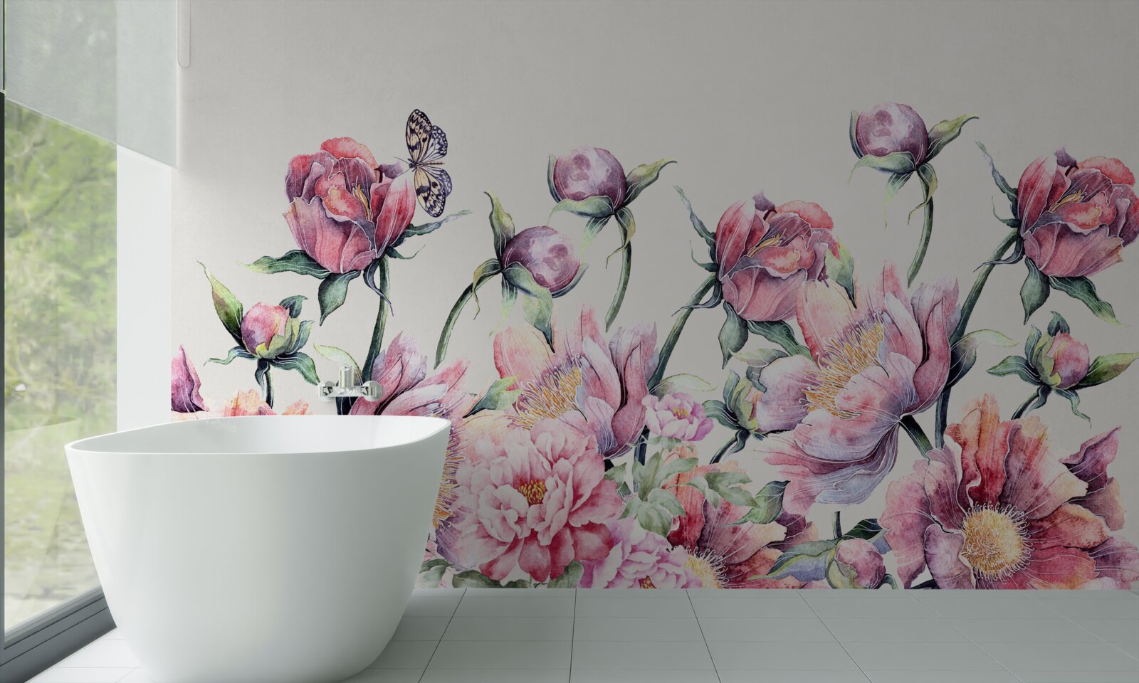 Fototapet flori în diferite nuanțe de roz