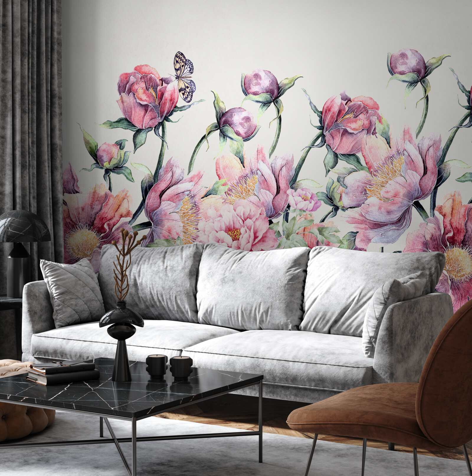 Fototapet flori în diferite nuanțe de roz