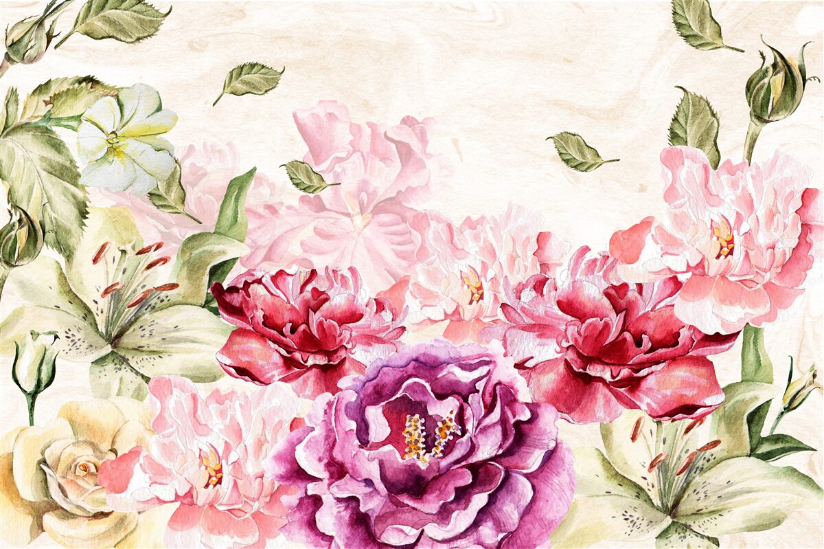 Fototapet flori cu nuanțe bogate și pitorești