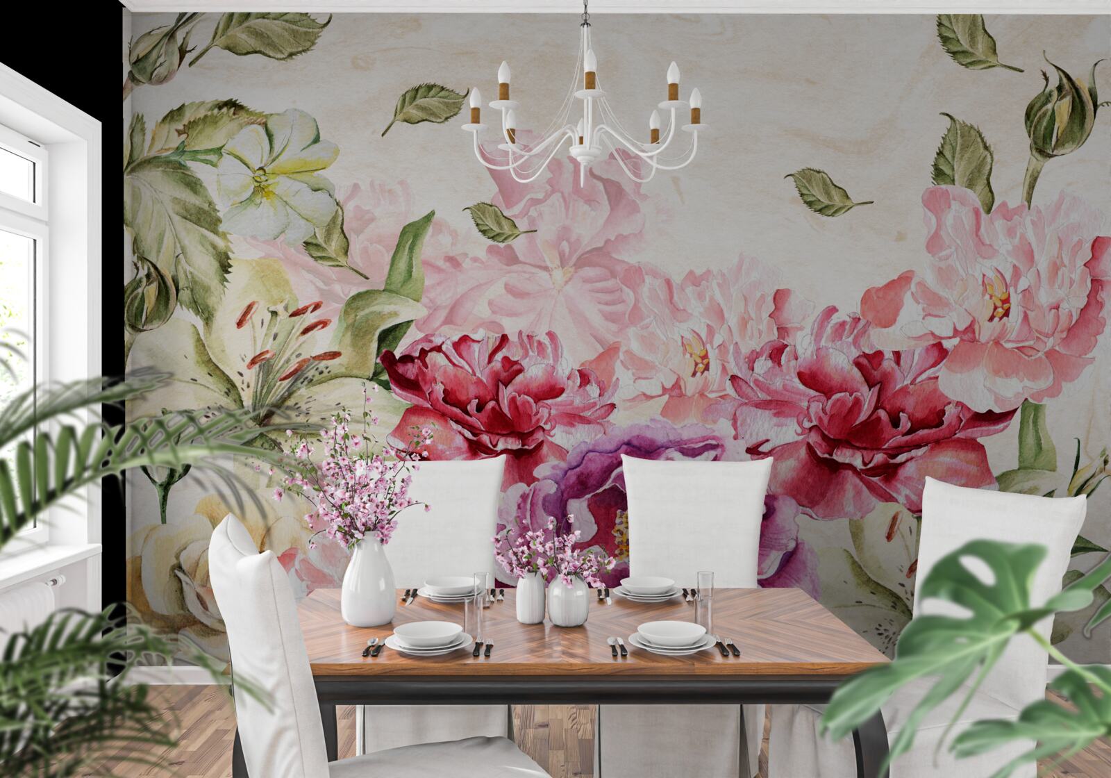 Fototapet flori cu nuanțe bogate și pitorești