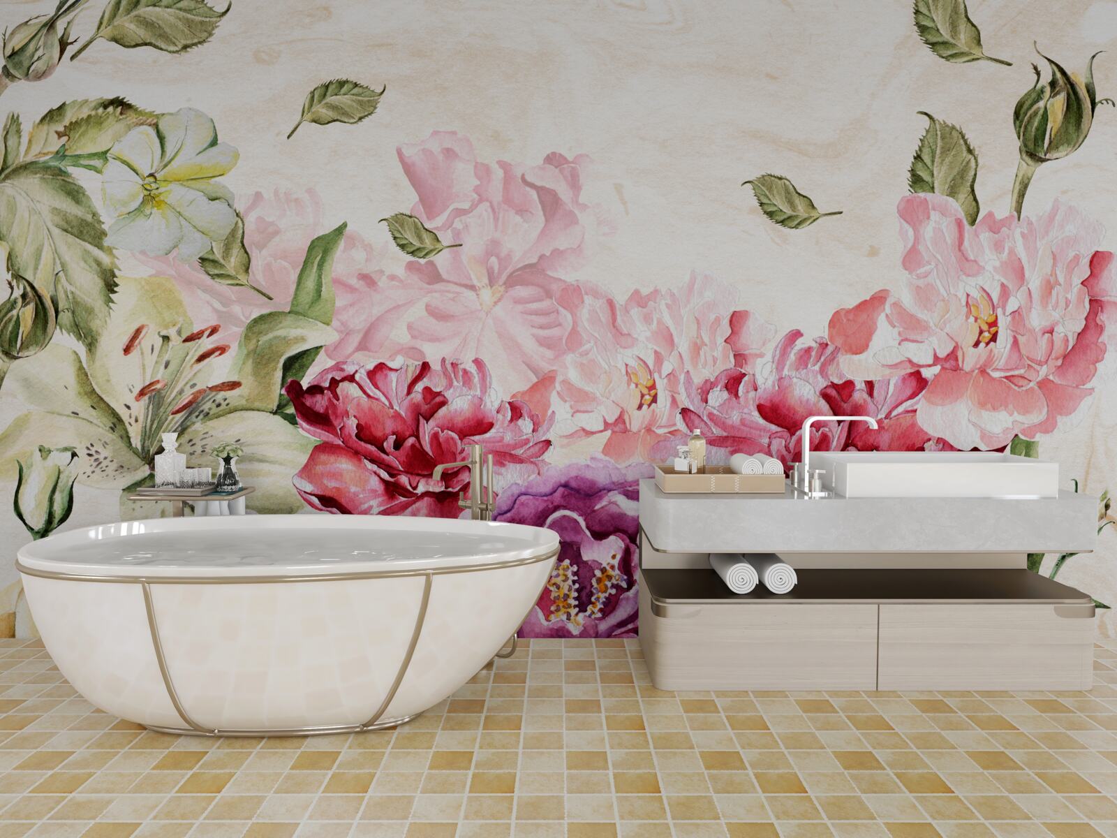 Fototapet flori cu nuanțe bogate și pitorești