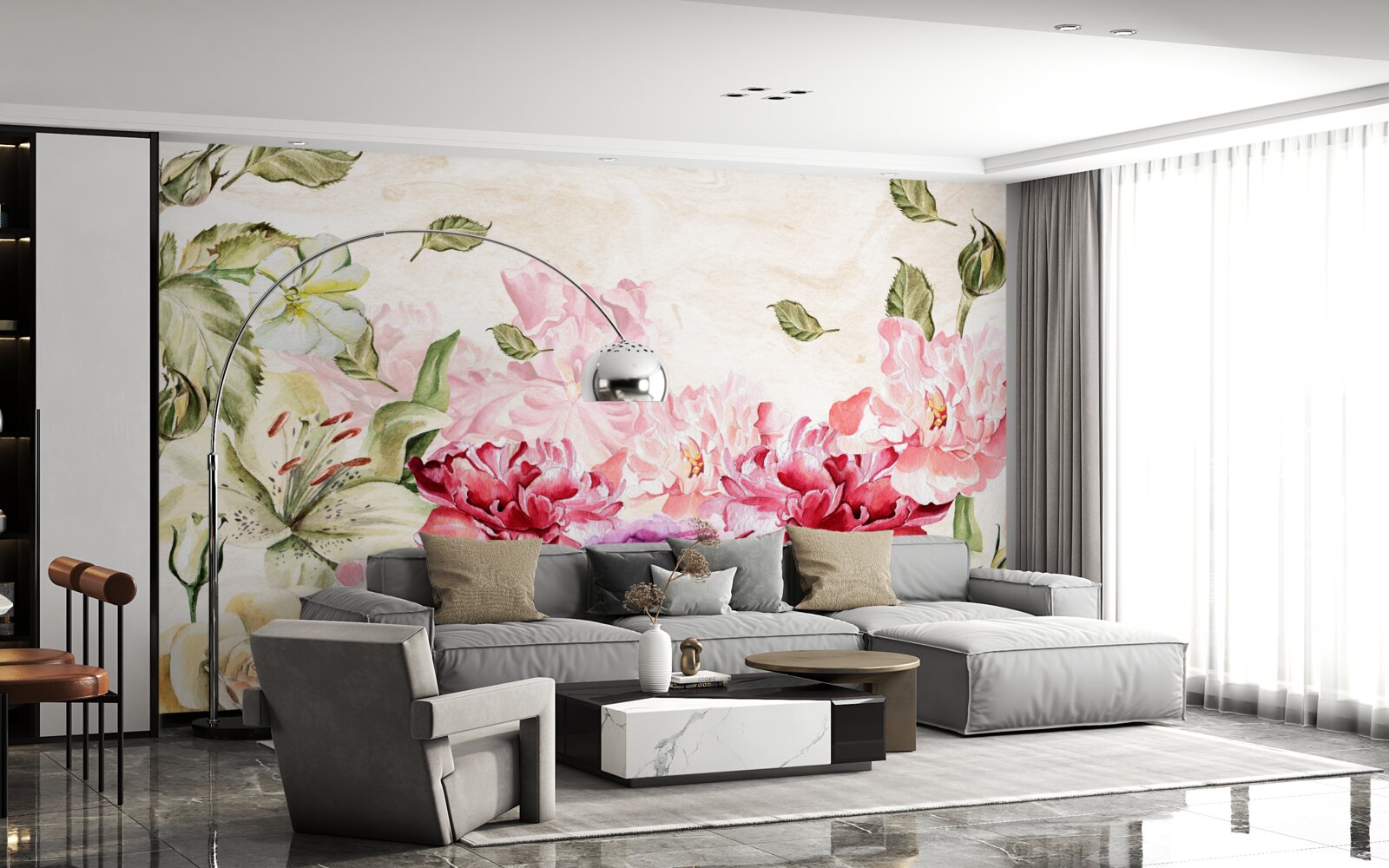 Fototapet flori cu nuanțe bogate și pitorești