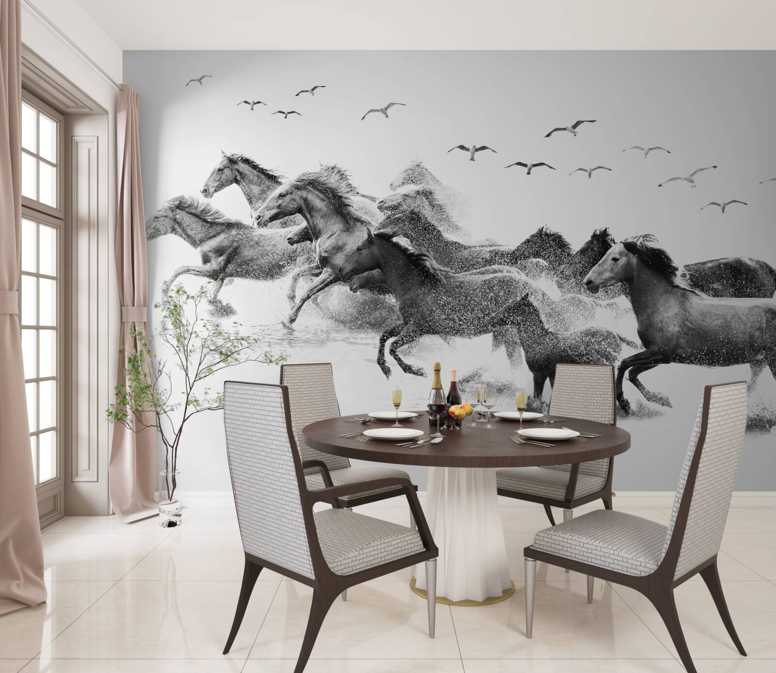 Fototapet mulți cai galopând