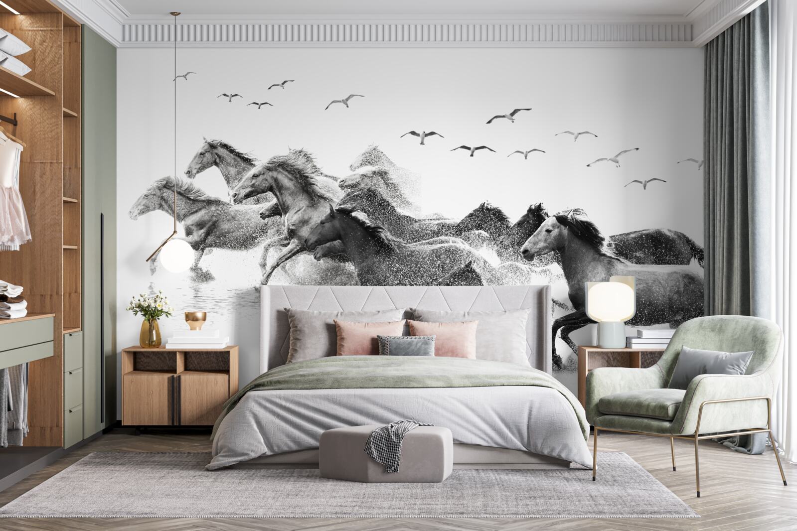 Fototapet mulți cai galopând