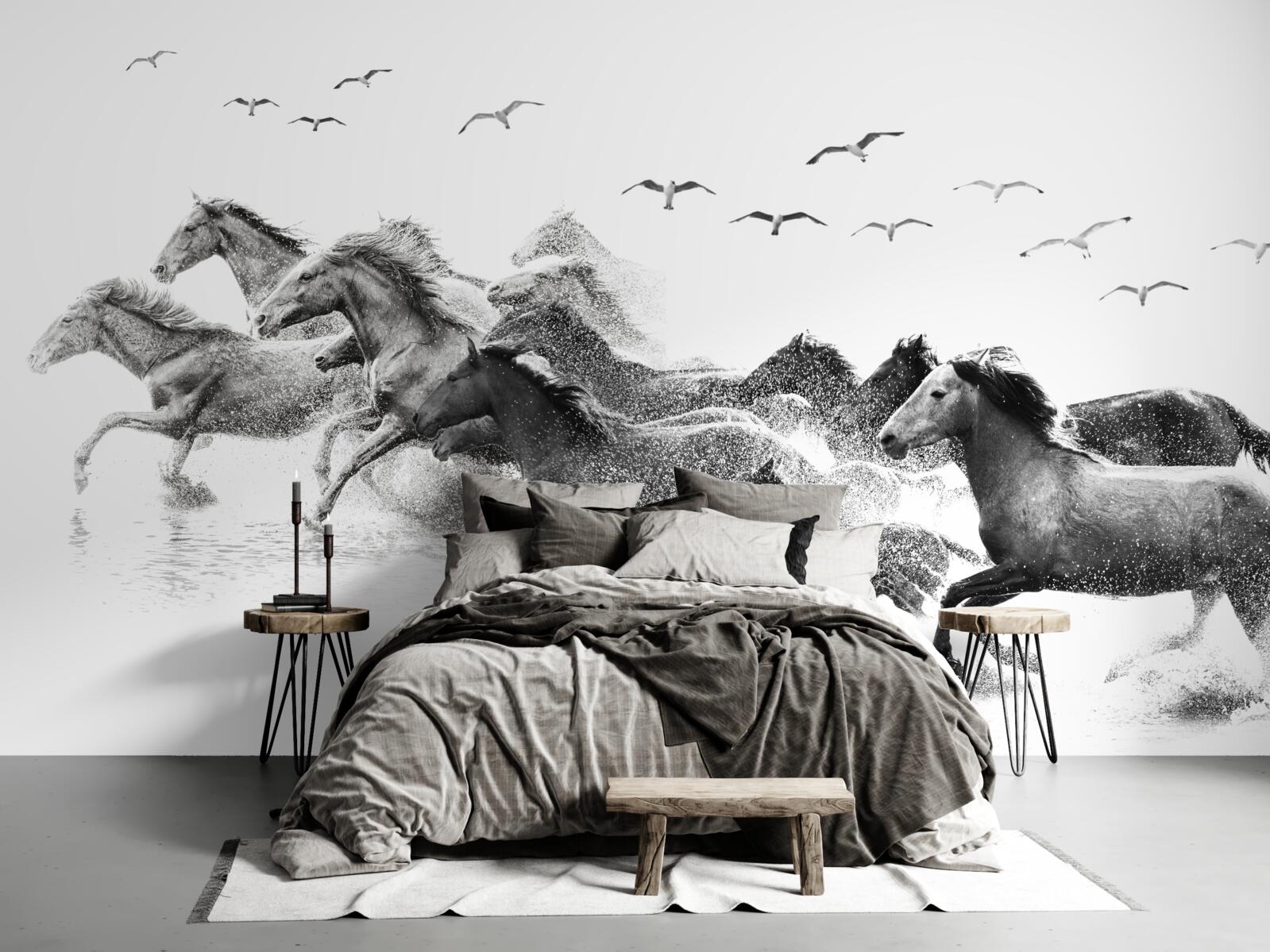 Fototapet mulți cai galopând