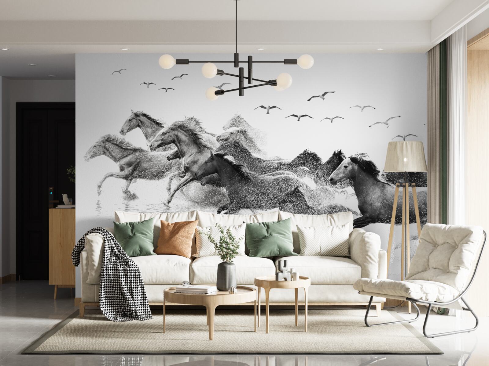 Fototapet mulți cai galopând