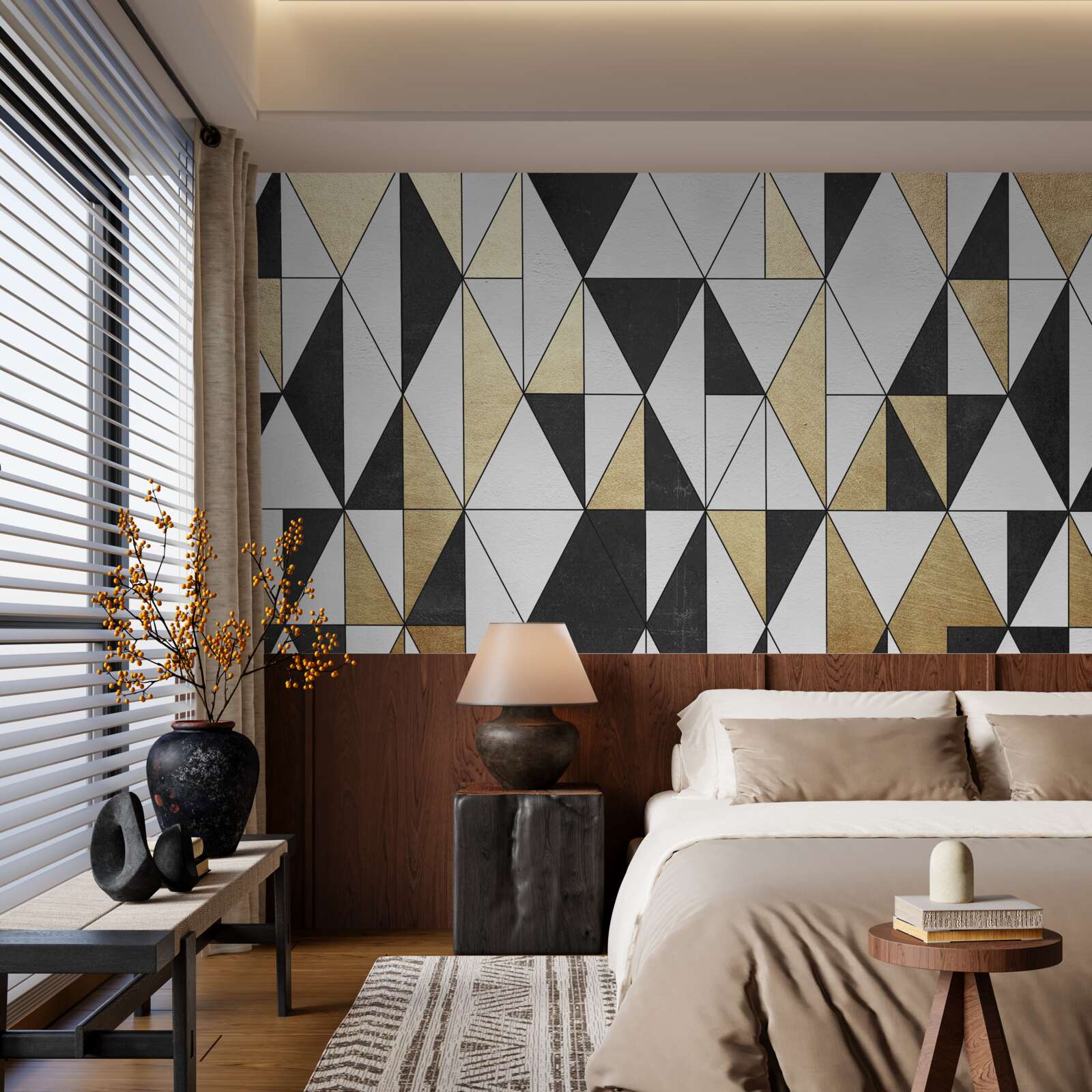 Fototapet diamante în negru, alb și auriu