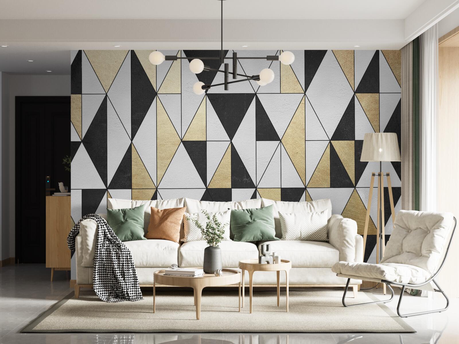 Fototapet diamante în negru, alb și auriu