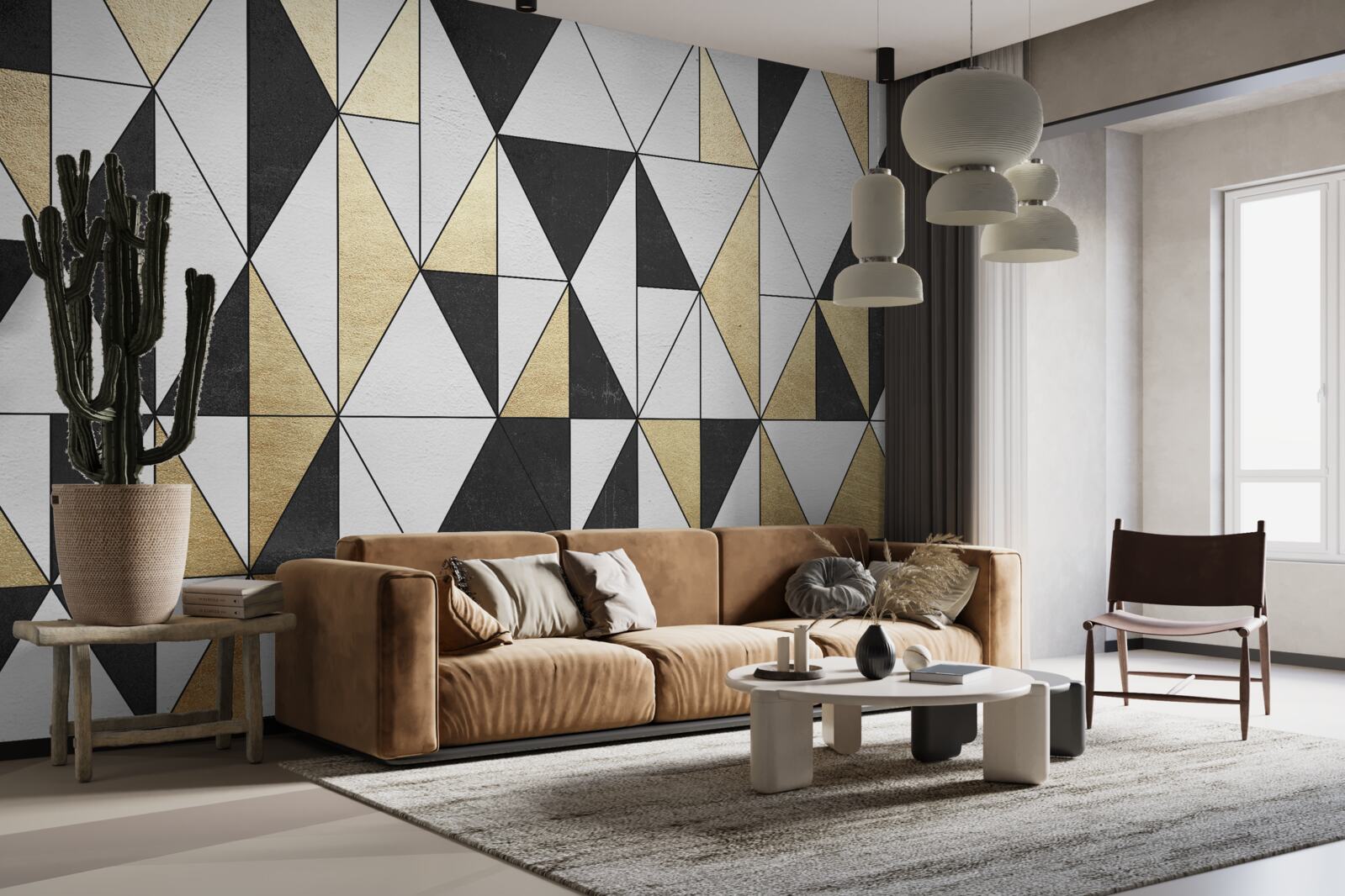 Fototapet diamante în negru, alb și auriu