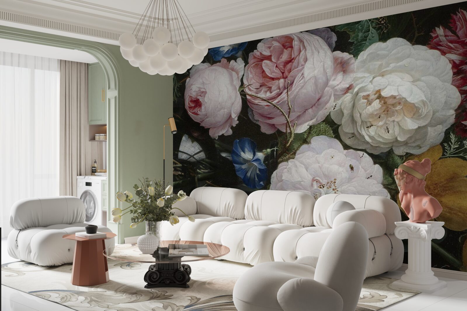 Fototapet flori mari pastelate