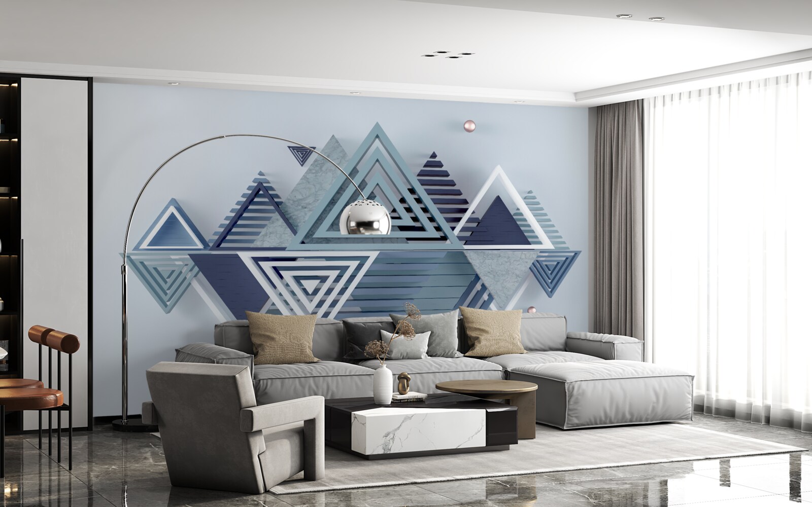 Fototapet forme triunghiulare tridimensionale moderne