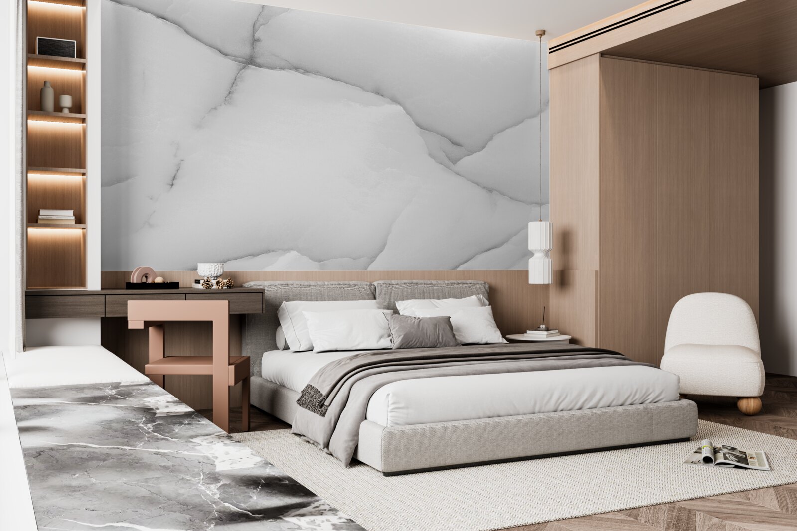 Fototapet model de marmură albă naturală