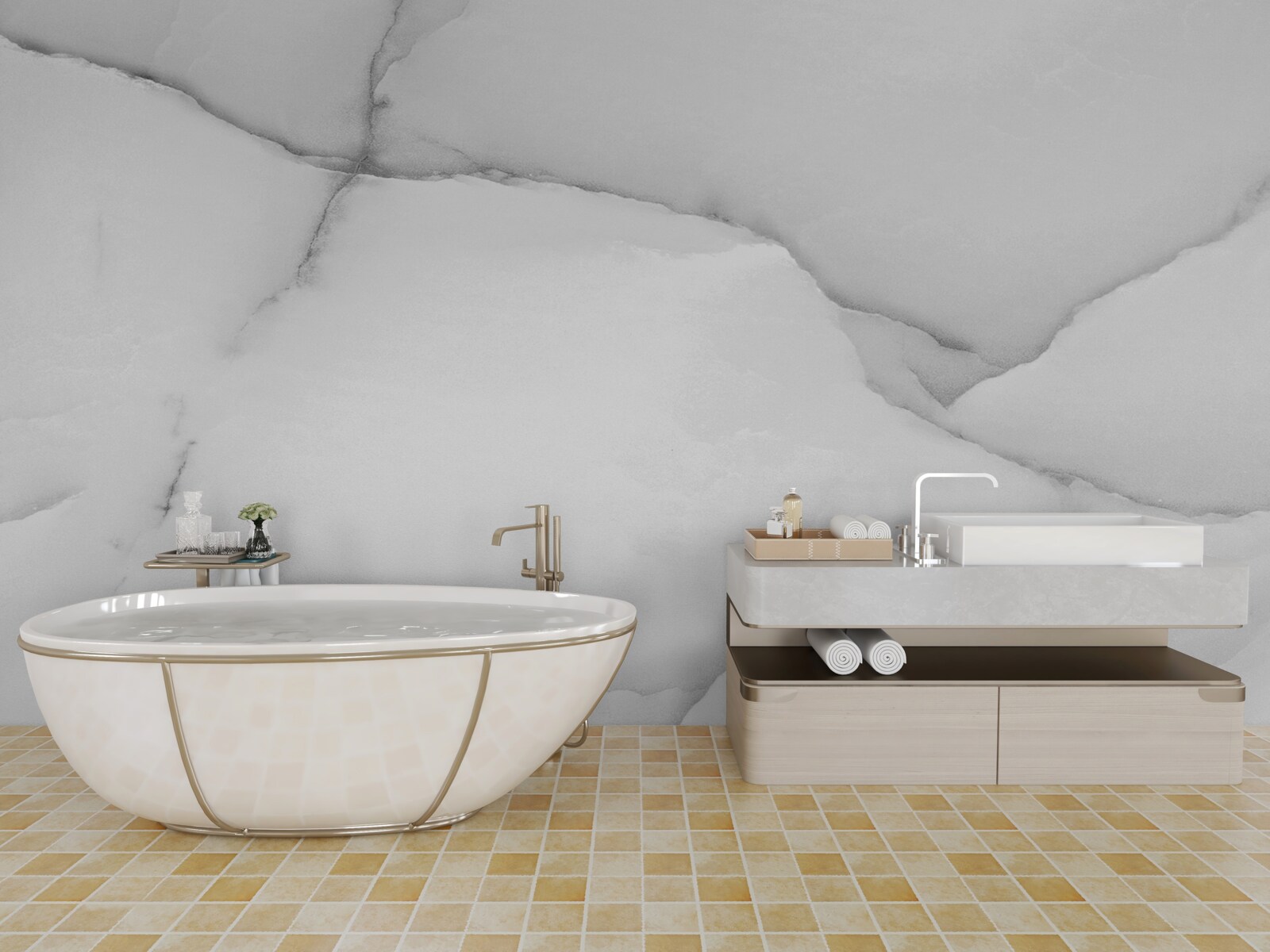 Fototapet model de marmură albă naturală