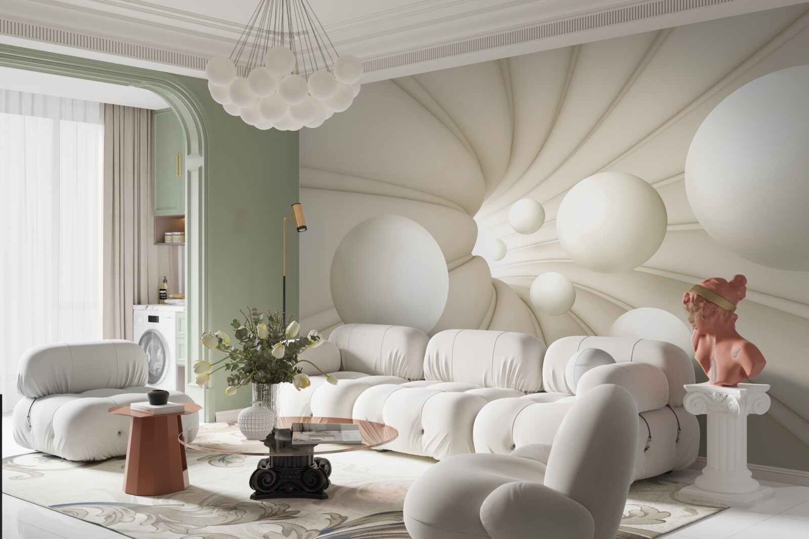 Fototapet bile albe de diferite mărimi și forme