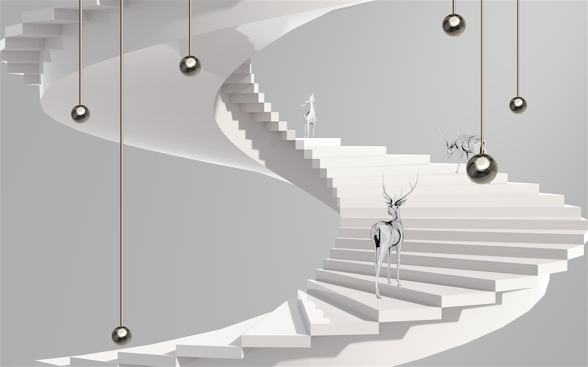 Fototapet căprioară pe scara în spirală