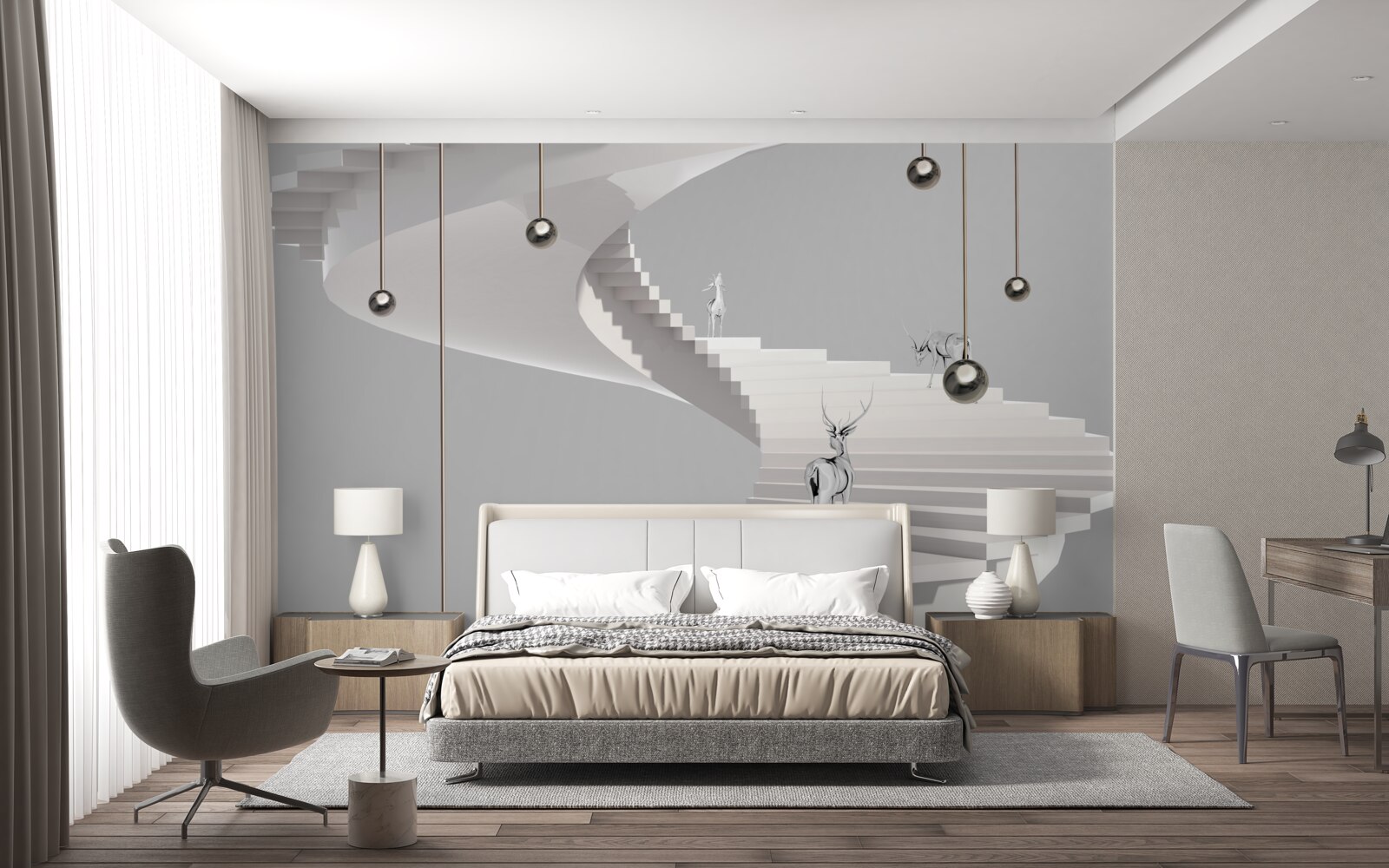 Fototapet căprioară pe scara în spirală