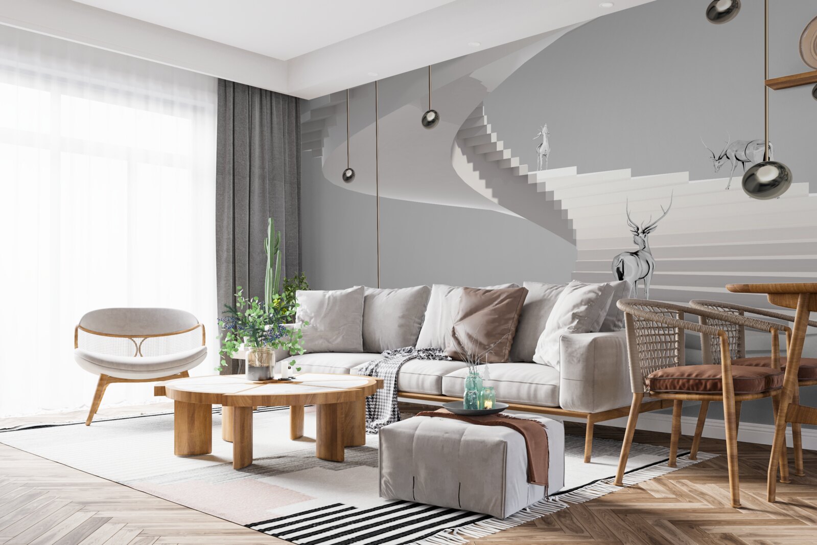 Fototapet căprioară pe scara în spirală