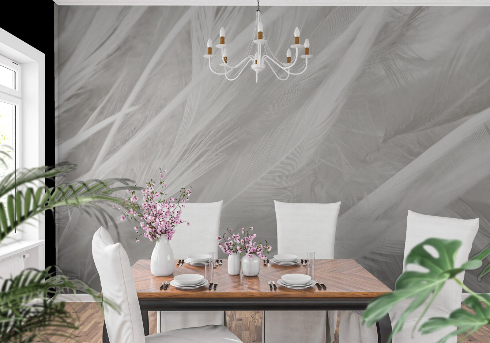 Fototapet număr mare de pene deschise la culoare