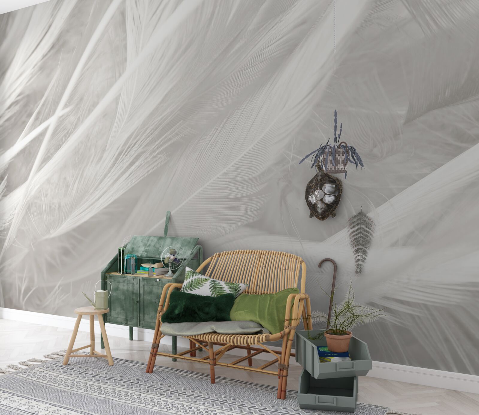 Fototapet număr mare de pene deschise la culoare