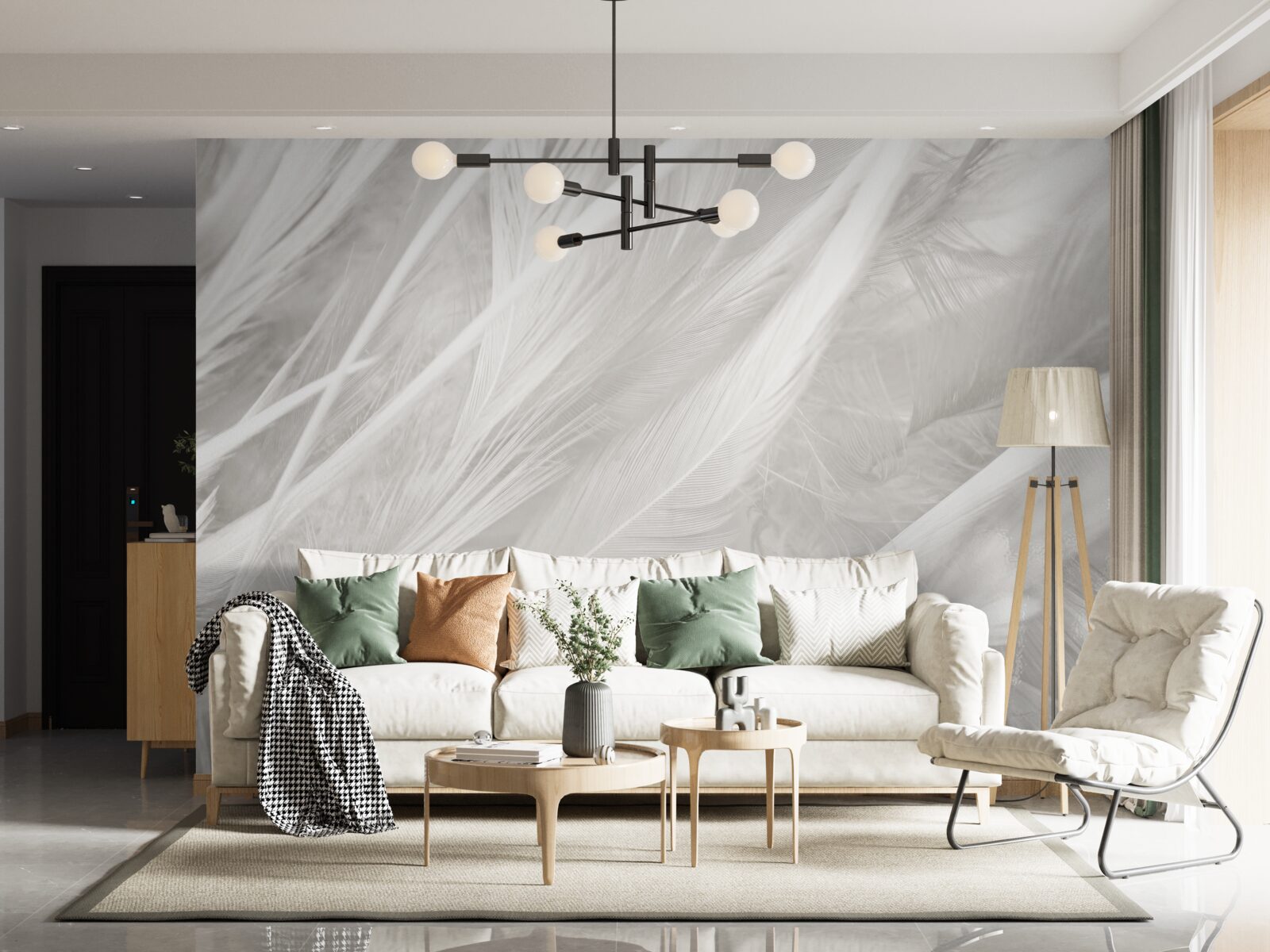 Fototapet număr mare de pene deschise la culoare