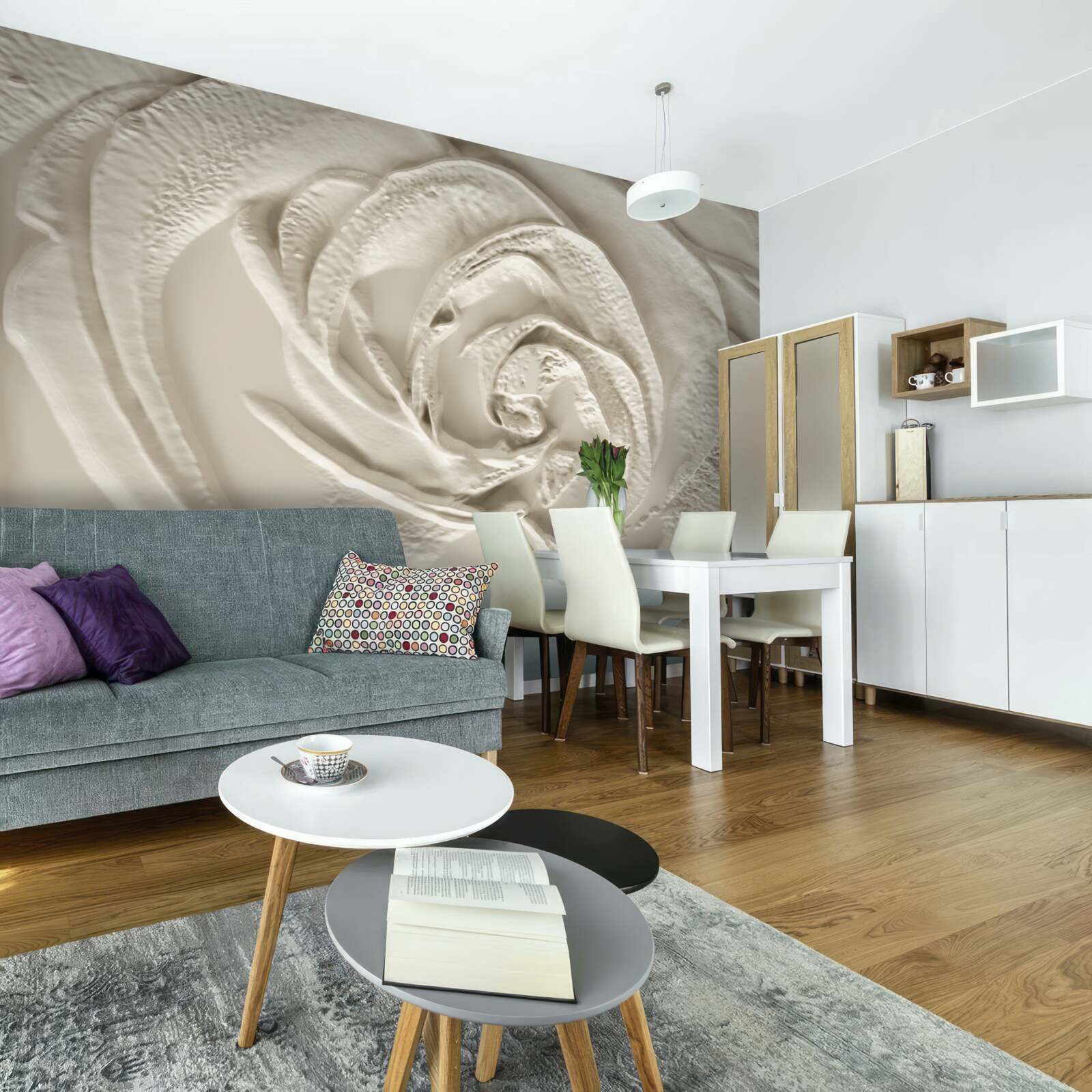 Fototapet Relief din ipsos cu imaginea unui trandafir