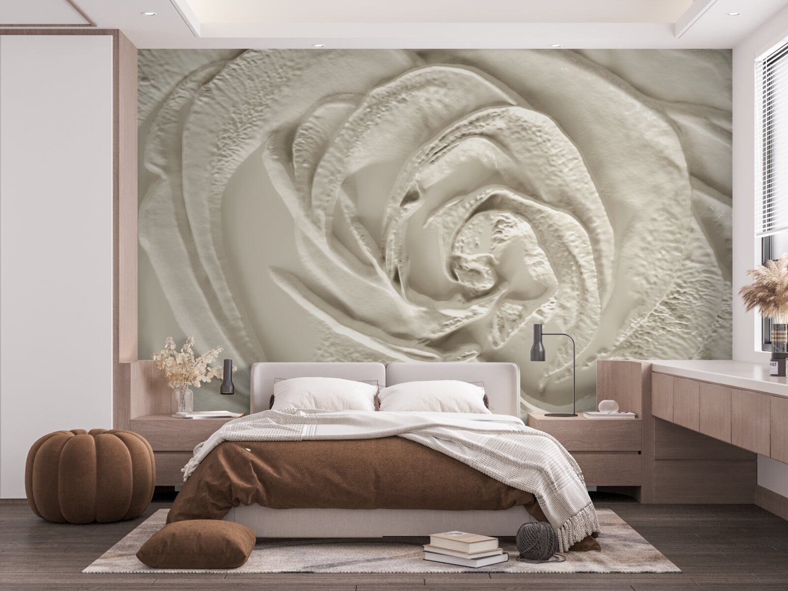 Fototapet Relief din ipsos cu imaginea unui trandafir