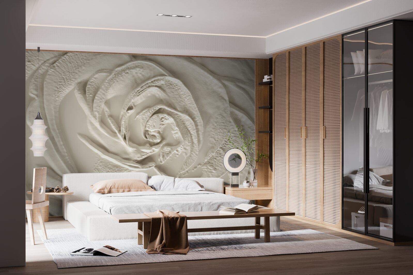 Fototapet Relief din ipsos cu imaginea unui trandafir