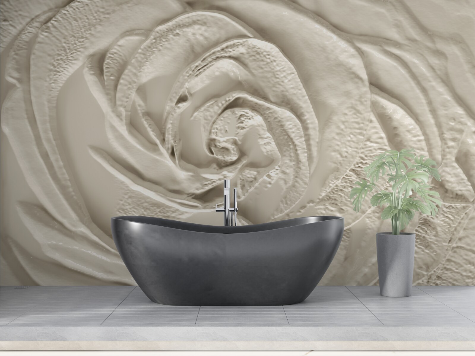 Fototapet Relief din ipsos cu imaginea unui trandafir