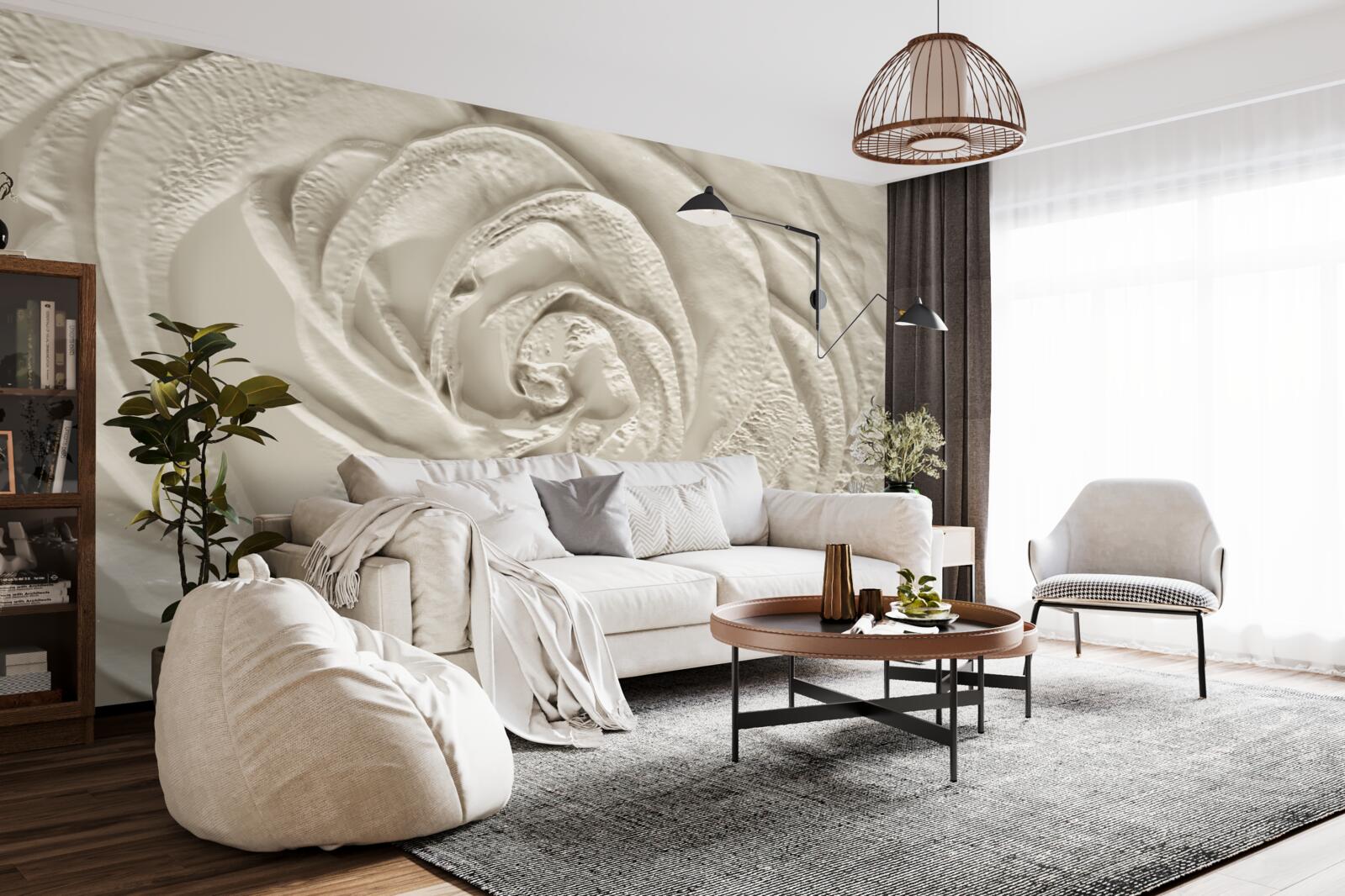 Fototapet Relief din ipsos cu imaginea unui trandafir