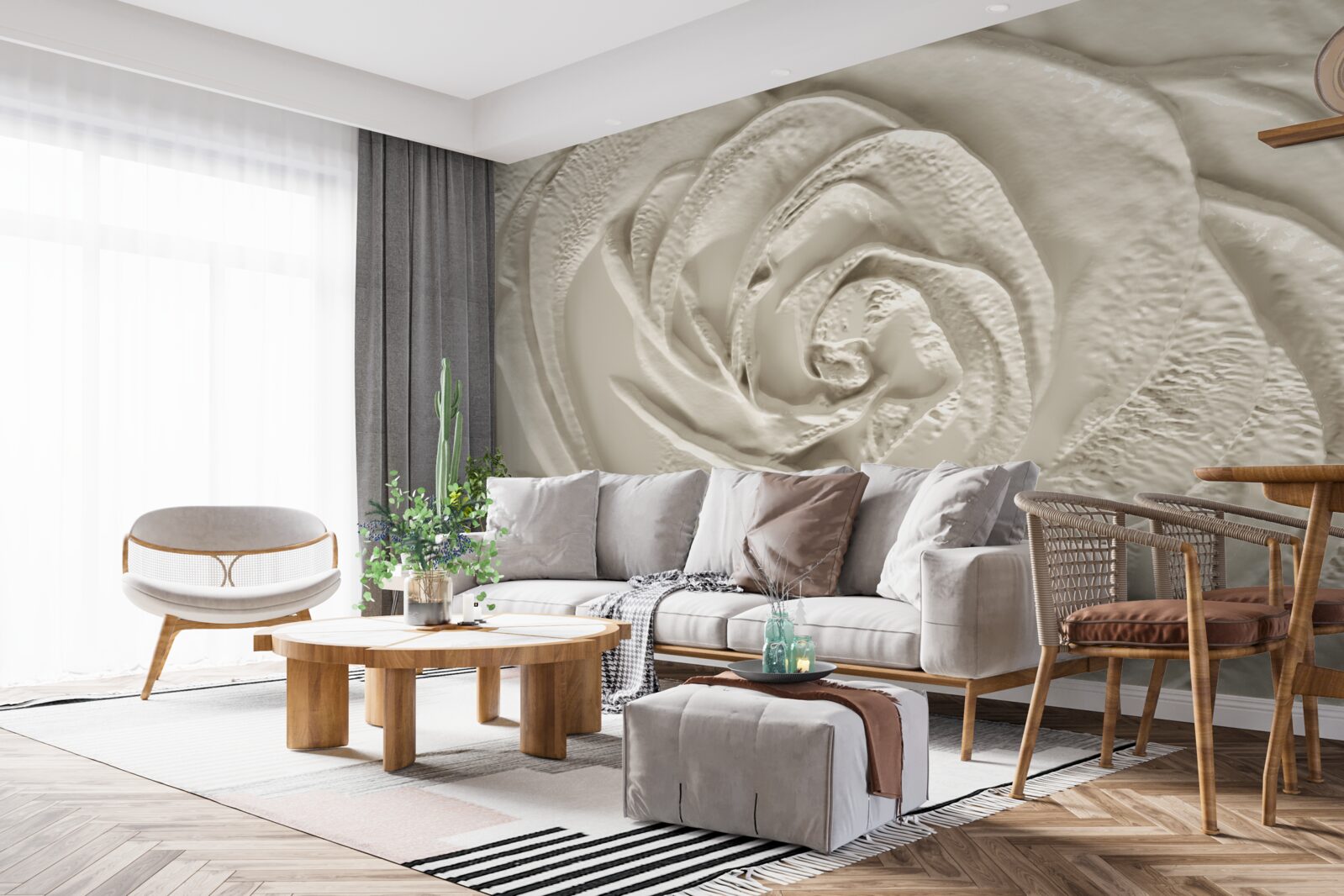 Fototapet Relief din ipsos cu imaginea unui trandafir