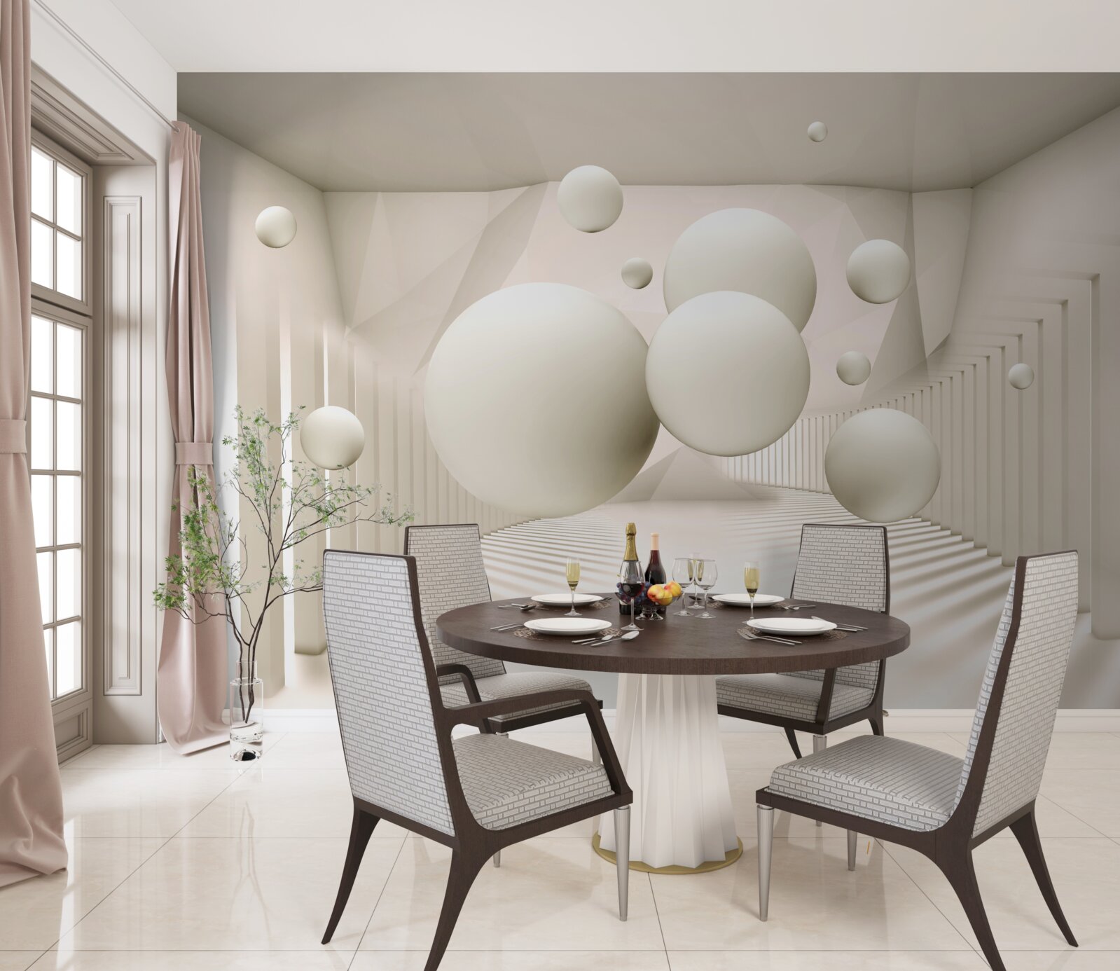 Fototapet roți plutitoare albe ca zăpada