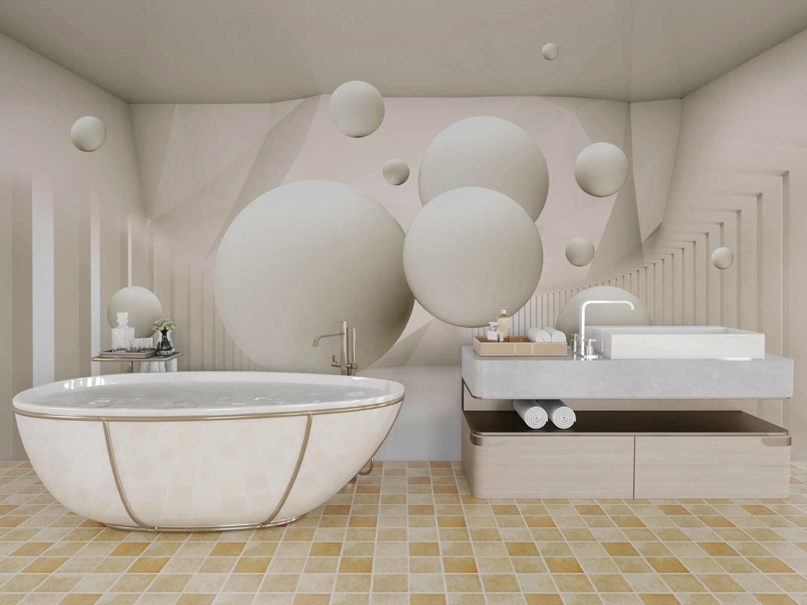 Fototapet roți plutitoare albe ca zăpada