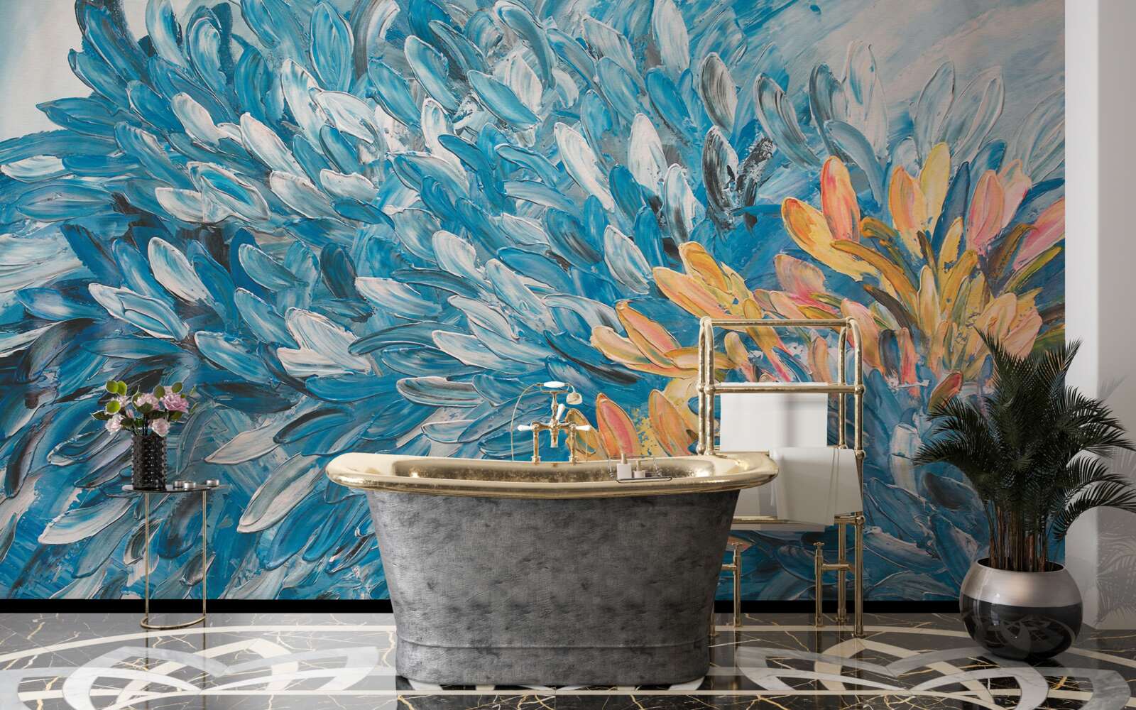 Fototapet imagine albastru-portocaliu