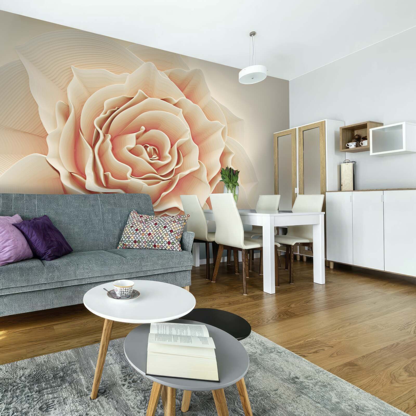 Fototapet trandafir crem mare