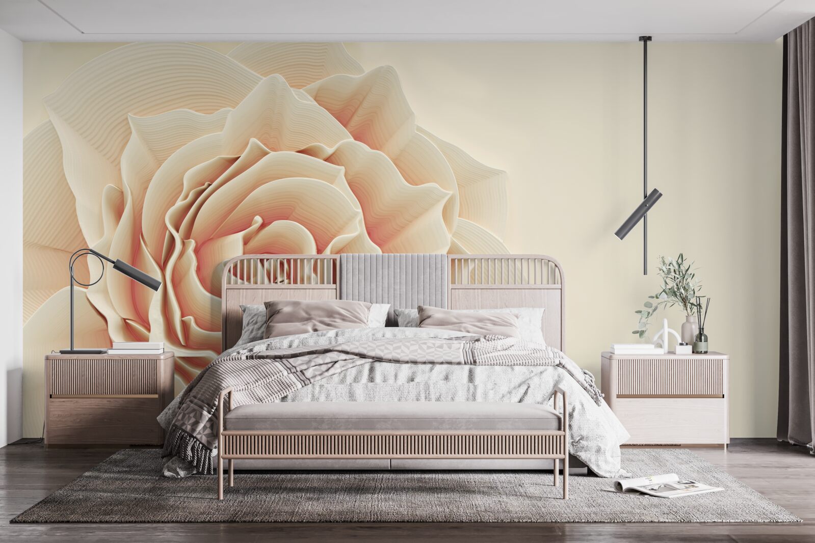 Fototapet trandafir crem mare