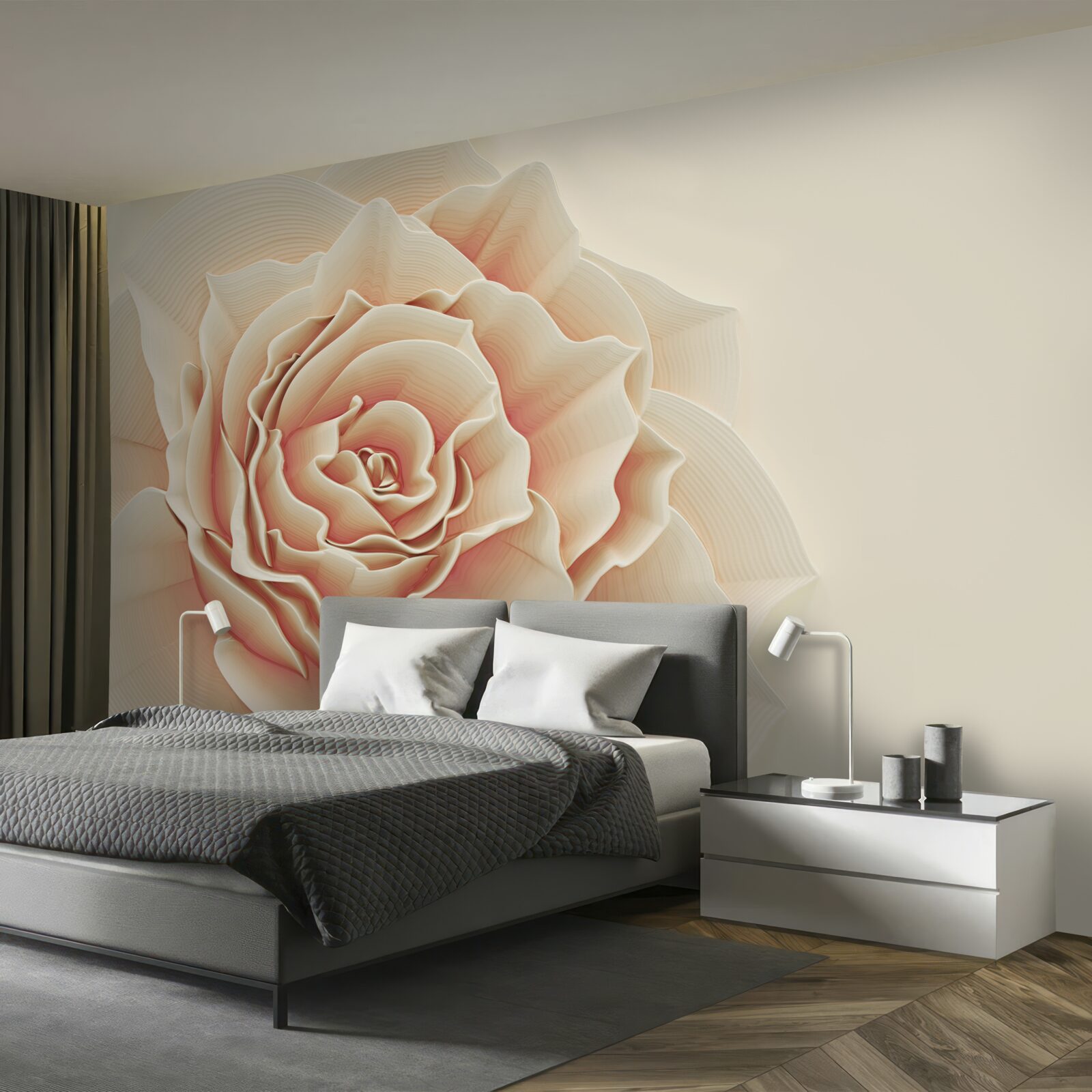 Fototapet trandafir crem mare