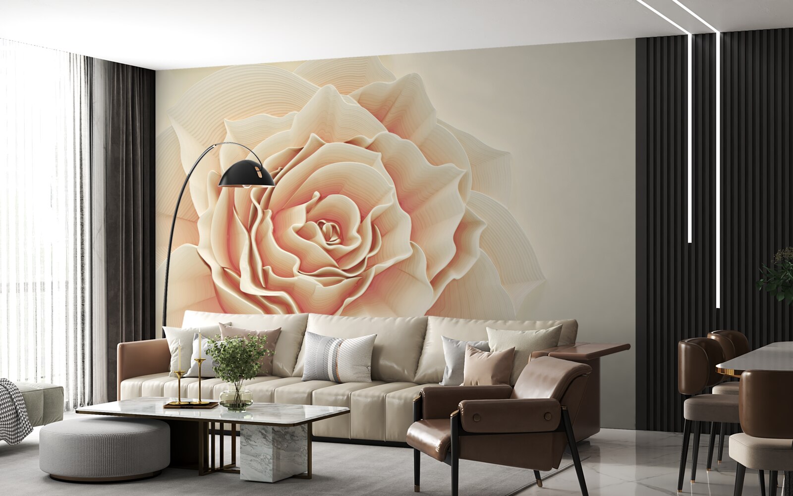 Fototapet trandafir crem mare