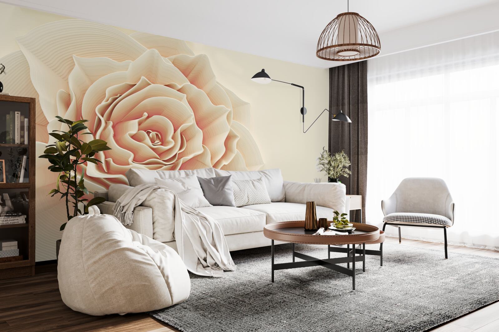 Fototapet trandafir crem mare