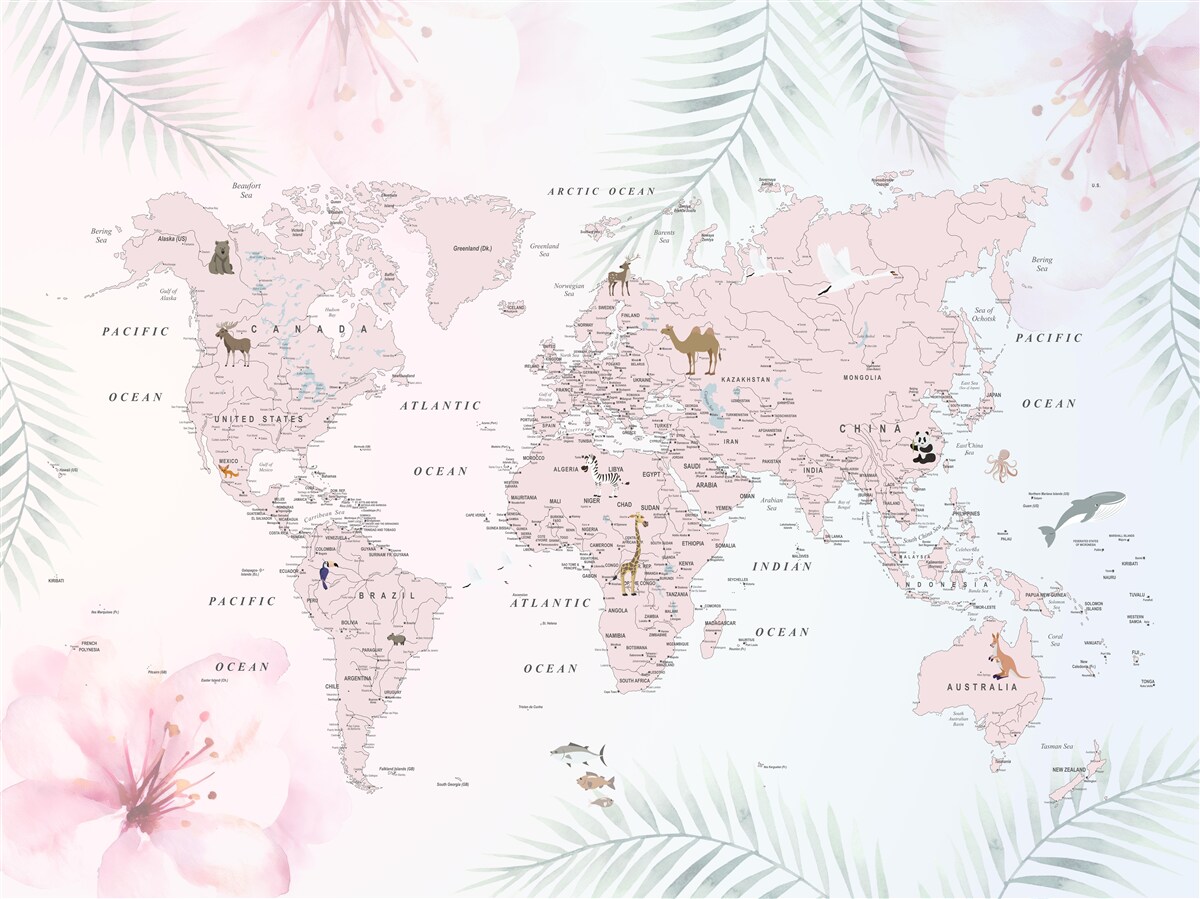 Fototapet harta lumii pe un fundal moale, luminos