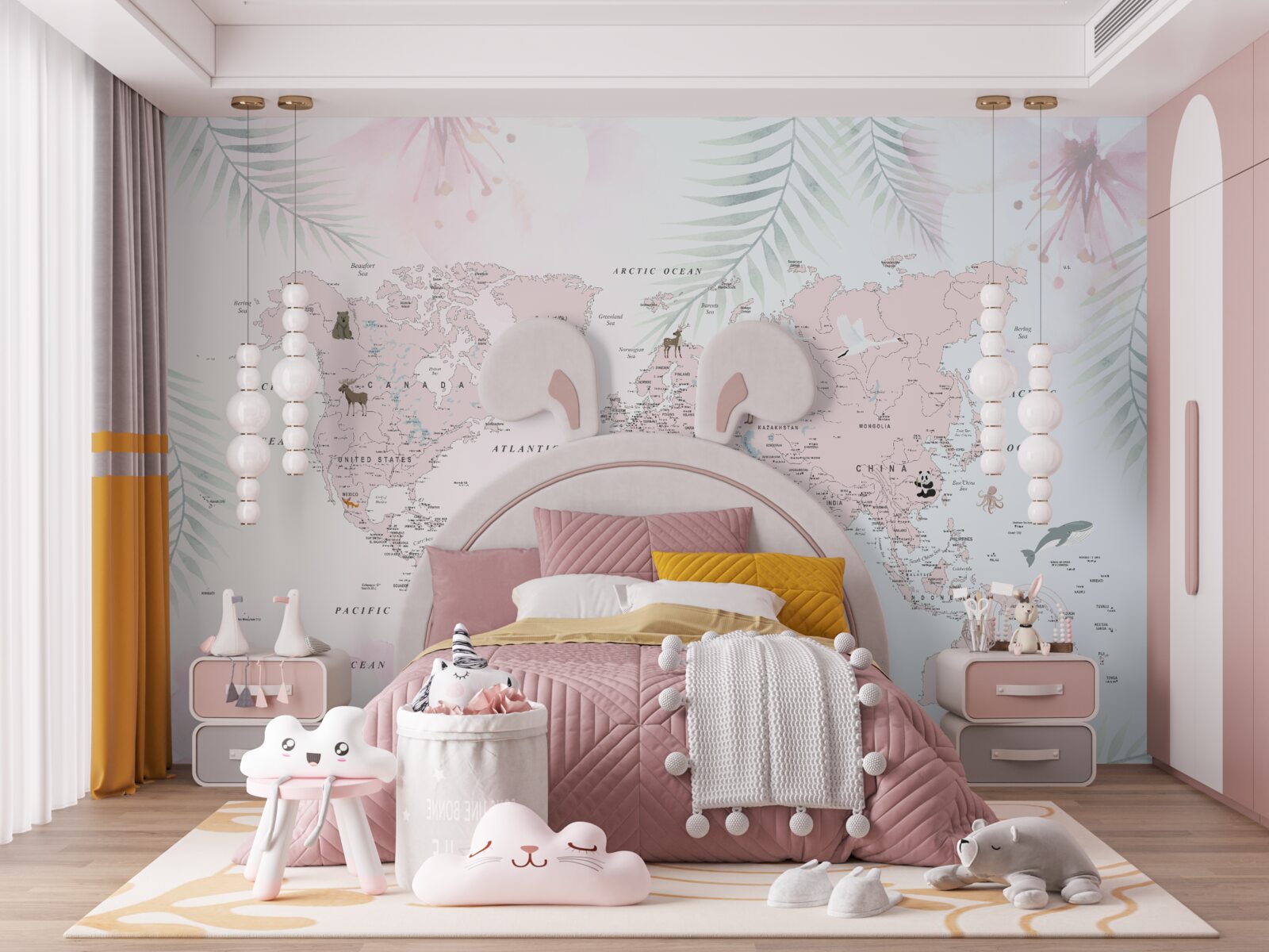 Fototapet harta lumii pe un fundal moale, luminos