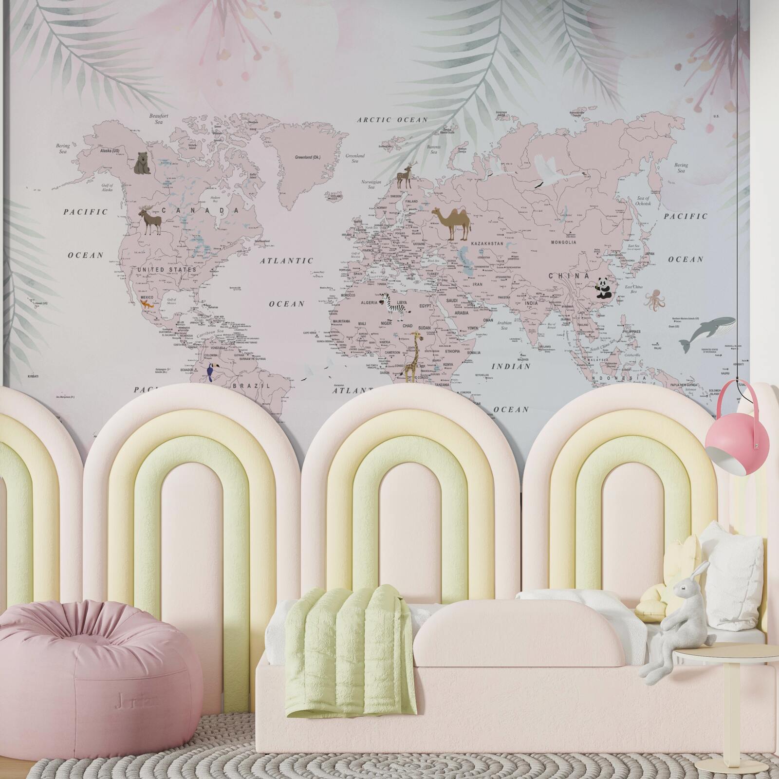 Fototapet harta lumii pe un fundal moale, luminos