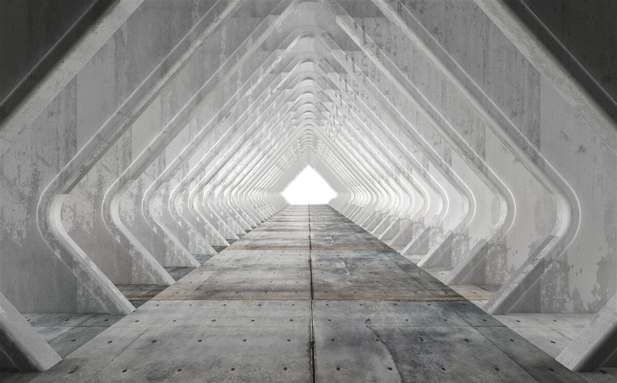 Fototapet coridor gri fără sfârșit