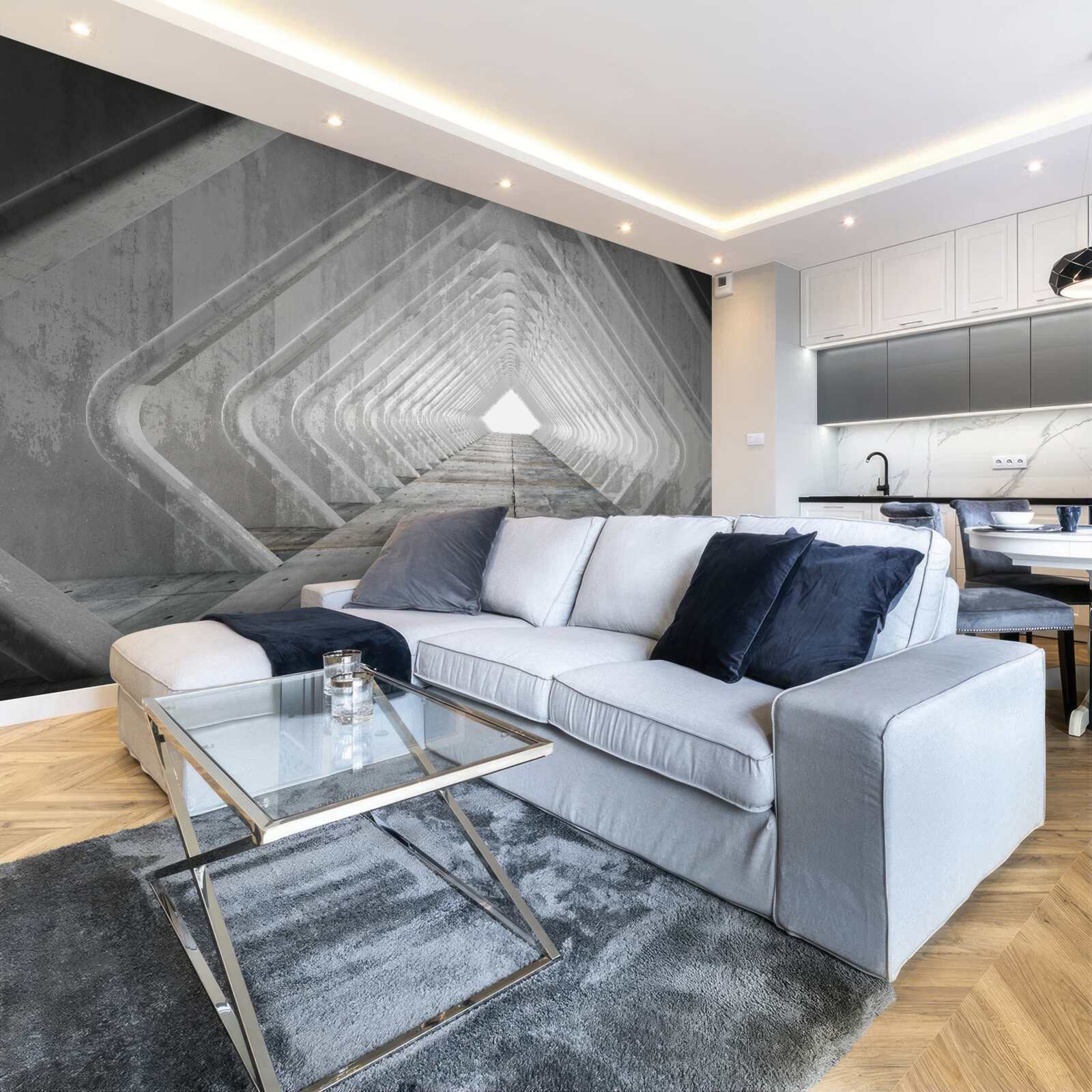 Fototapet coridor gri fără sfârșit