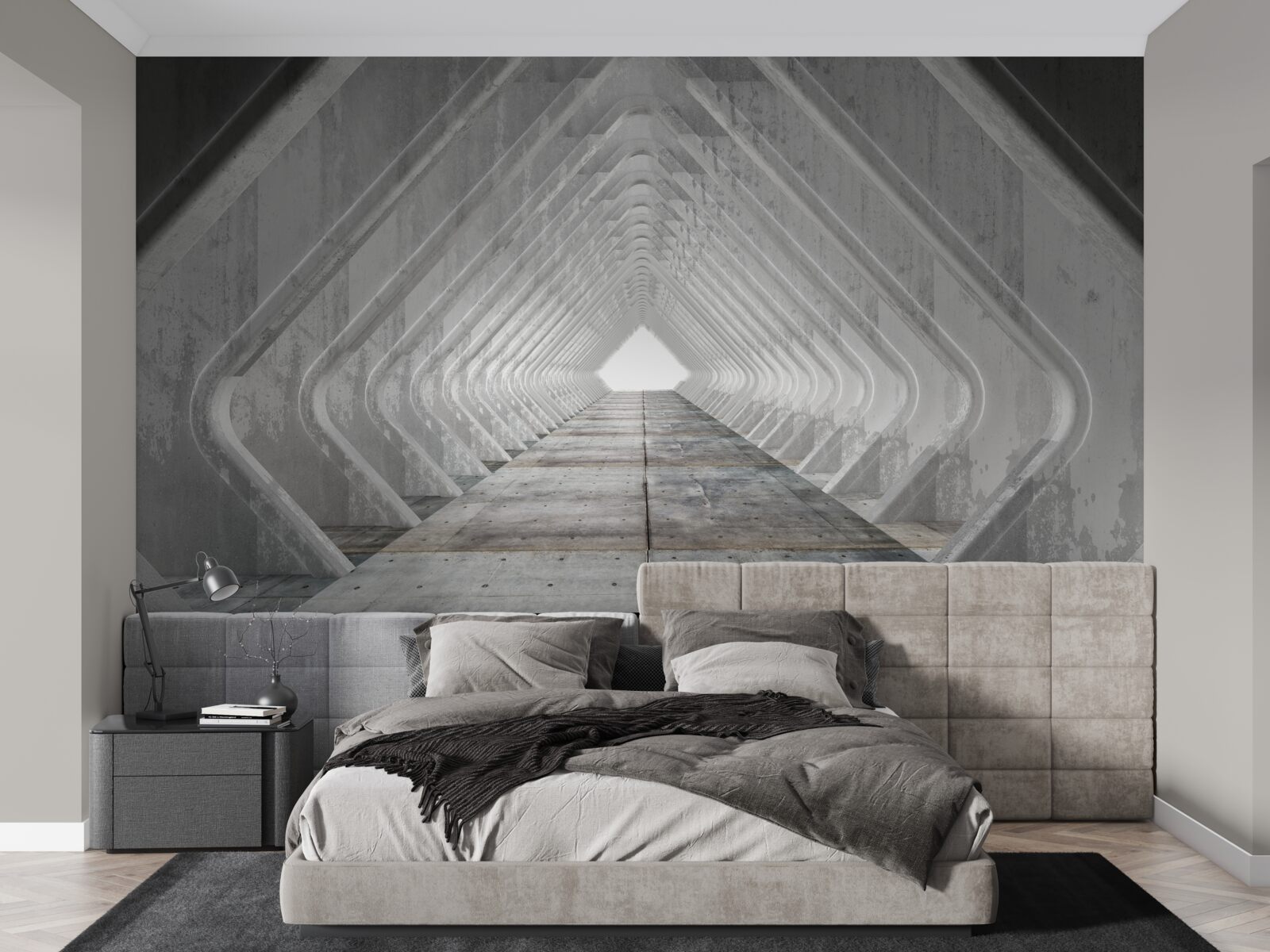 Fototapet coridor gri fără sfârșit